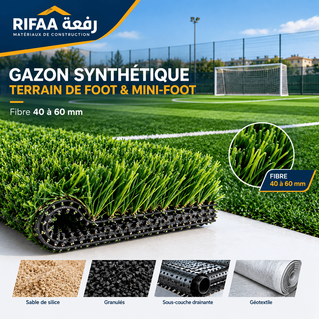 Gazon Synthétique Terrain de Foot